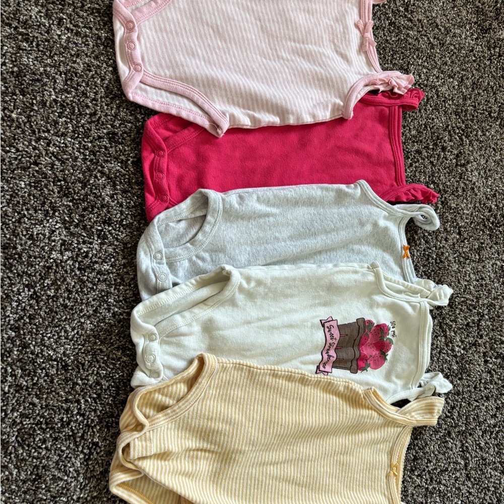 Baby Cotton Onesie Bundle in Pink, Hot Pink, Gray, Cream & Yellow